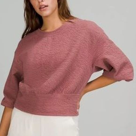Lululemon Textured Crewneck Pullover Top Spiced Chai Pink Size 4 New - Picture 1 of 8